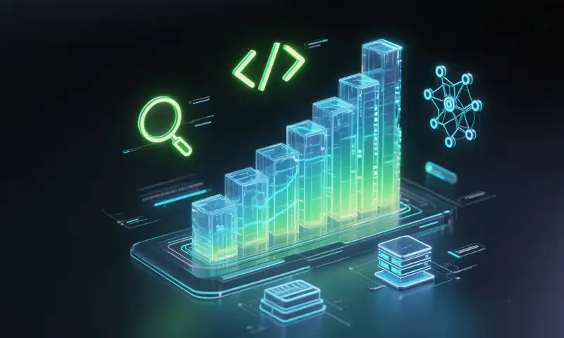 2026年百度SEO优化策略分析图表，显示网站流量与关键词排名的上升趋势，背景为抽象的数字网络连接。