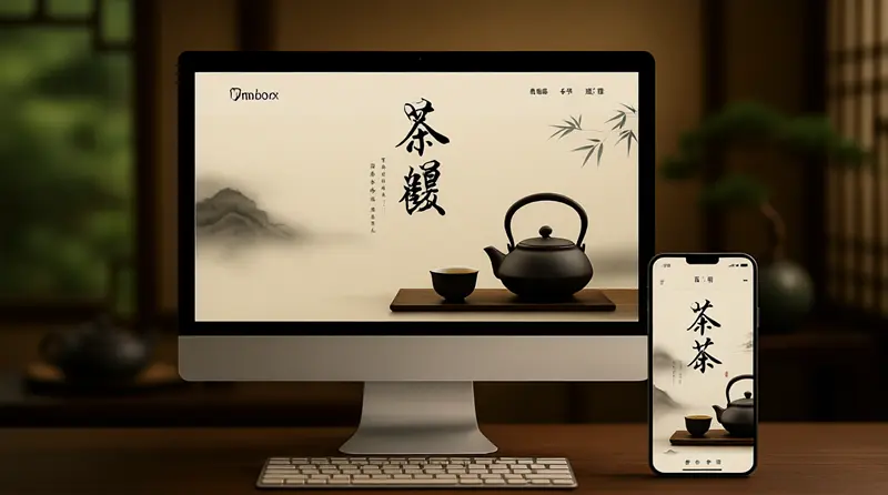 益阳XX茗茶高端品牌官网设计案例的电脑与手机响应式展示效果