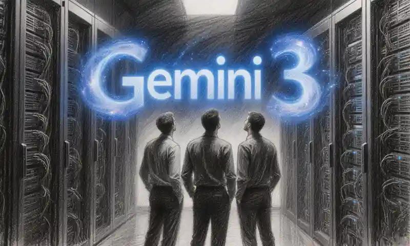 2025年11月19日凌晨Gemini 3 Pro模型发布现场概念素描，展示谷歌最新AI模型的推理与多模态能力