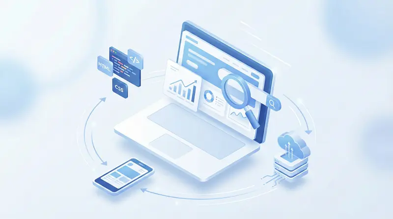 高质量企业网站建设流程与SEO优化策略示意图