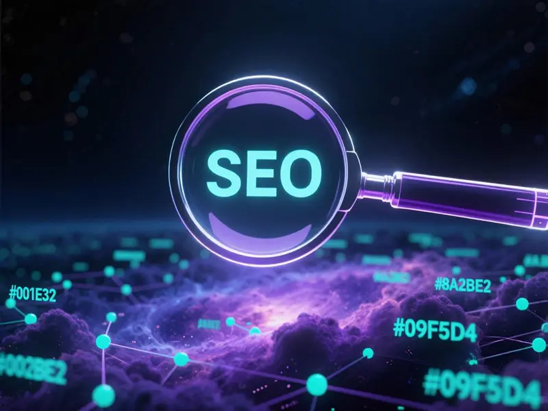 SEO关键词研究策略示意图-放大镜在数据中寻找核心关键词
