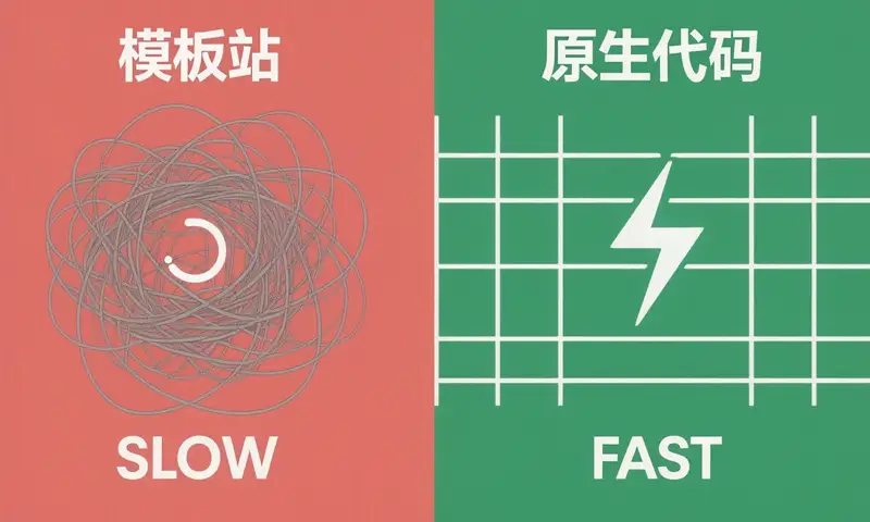 益阳网站建设模板站与原生代码速度对比图