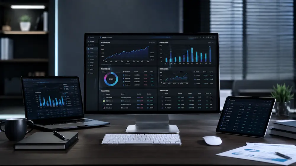 电脑屏幕上显示的SEO关键词排名扣费数据表与工具查询界面